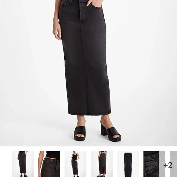 Raw hem waist - high Waisted Black Denim Maxi Skirt with Back Slit - Size 2 NWT​ - Picture 14 of 15